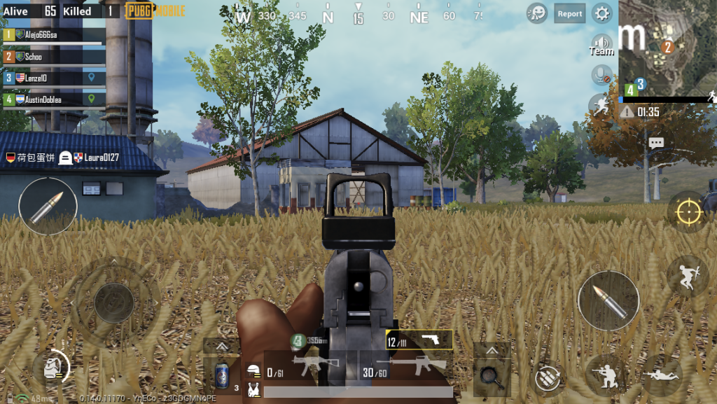 red dot sight on P1911 pistol in PUBG